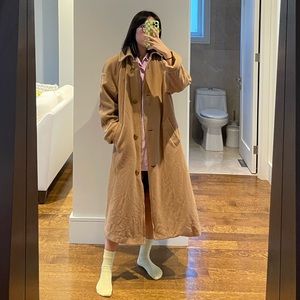 Vintage wool camel long winter coat